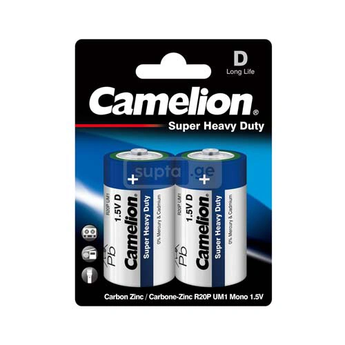 CAMELION Super Heavy Duty ელემენტი 1.5V D-ზომის R20 1*2ც